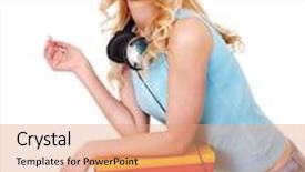  Presentation with audio book - Colorful presentation theme enhanced with student-listen-audio-book-isolated backdrop and a coral colored foreground