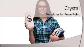  Presentation with tan book stack stacks of books - Beautiful slide deck featuring student loan - concept of expensive university books backdrop and a  colored foreground