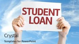 Presentation with loan - PPT theme featuring student loan card with sky background and a light blue colored foreground
