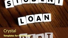  Presentation with loan - Beautiful PPT theme featuring student-loan-debt-words-letters backdrop and a tawny brown colored foreground
