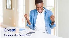  Presentation with ophthalmology african american models - Cool new PPT theme with student man studying using notebook backdrop and a sky blue colored foreground