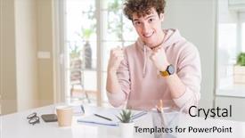  Presentation with student writing teacher - Slide deck having student man writing on notebook background and a lemonade colored foreground