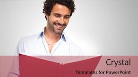  Presentation with kids reading book - Slide set enhanced with student manual - smiling man reading a book background and a red colored foreground