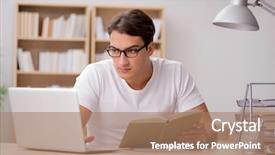  Presentation with office ergonomics man worker exercising - Audience pleasing PPT theme consisting of student manual - young man working backdrop and a coral colored foreground