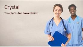  Presentation with nursing - Slide set featuring nursing student - doctors group background and a lemonade colored foreground