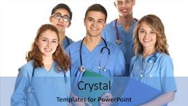  Presentation with nursing - Audience pleasing theme consisting of nursing student - group of young doctors backdrop and a light blue colored foreground