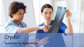  Presentation with radiology - Cool new PPT theme with nursing student - radiology surgery people and medicine backdrop and a teal colored foreground
