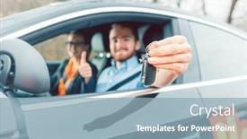  Presentation with final - Cool new presentation theme with student-of-driving-school-having backdrop and a light blue colored foreground