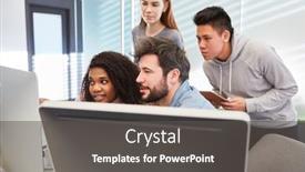  Presentation with education training - Amazing slide deck having student-or-programmer-team-during backdrop and a dark gray colored foreground