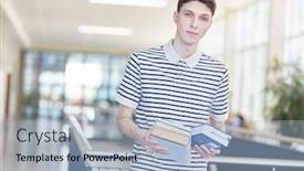  Presentation with pupil - Audience pleasing slide deck consisting of student-or-pupil-in-school backdrop and a light blue colored foreground