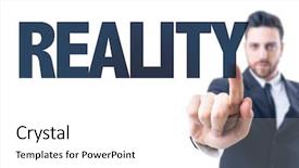  Presentation with perception - Cool new slides with student perception - business man pointing the text backdrop and a white colored foreground