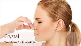  Presentation with smell - PPT layouts with student perception - young woman holding her nose background and a lemonade colored foreground