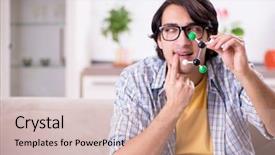  Presentation with young college student diagnosis of sti - Cool new slide deck with student physicist preparing for exam backdrop and a  colored foreground