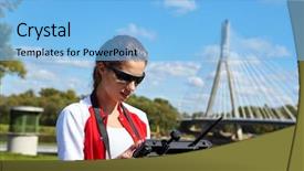  Presentation with drone - Amazing PPT layouts having student pilot - brunette coed flying a drone backdrop and a  colored foreground