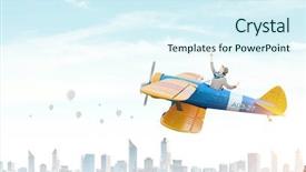  Presentation with plane - Presentation with student pilot - girl flying old plane mixed background and a  colored foreground