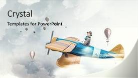  Presentation with fighter plane old airplane - Cool new theme with student pilot - girl flying old plane mixed backdrop and a  colored foreground