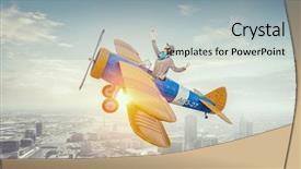  Presentation with plane flying in everest - Audience pleasing slides consisting of student pilot - girl flying old plane mixed backdrop and a  colored foreground