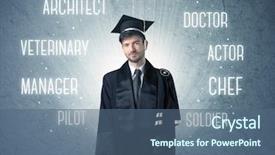  Presentation with person looking out in nature - Presentation theme featuring student pilot - graduate person looking for professions background and a ocean colored foreground