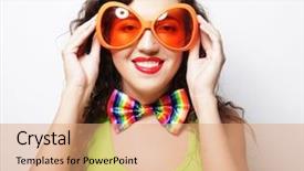  Presentation with orange biscuit - Audience pleasing PPT theme consisting of student pilot - young funny woman with big backdrop and a  colored foreground