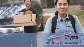  Presentation with student housing - Cool new PPT layouts with student portrait in front backdrop and a teal colored foreground