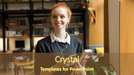  Presentation with happy image - Colorful presentation enhanced with student posing indoors in library backdrop and a  colored foreground