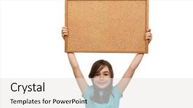  Presentation with noticeboard - Colorful presentation theme enhanced with student poster - girl holding noticeboard isolated backdrop and a white colored foreground