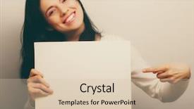  Presentation with signboard - Beautiful PPT layouts featuring student poster - smiling young casual style woman backdrop and a lemonade colored foreground