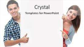  Presentation with teenagers - Amazing slides having student poster - two smiling teenagers holding backdrop and a white colored foreground
