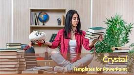 Presentation with worried female college student for health check up - Beautiful slide set featuring student preparing for college school backdrop and a tawny brown colored foreground