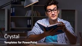  Presentation with late - Audience pleasing theme consisting of student-preparing-for-exams-late backdrop and a wine colored foreground