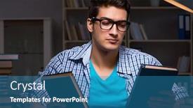  Presentation with late - Cool new PPT theme with student-preparing-for-exams-late backdrop and a teal colored foreground