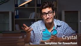  Presentation with late - Slides having student preparing for exams late night at home background and a tawny brown colored foreground