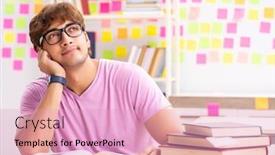  Presentation with man watching woman preparing vegetables - Slides enhanced with student-preparing-for-exams background and a lemonade colored foreground