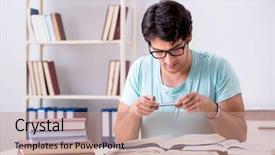  Presentation with school - Slide deck enhanced with student preparing for school exam background and a  colored foreground