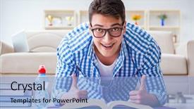  Presentation with university - Slide deck consisting of student preparing for university exam background and a light blue colored foreground