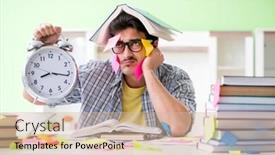  Presentation with university - Amazing PPT theme having student-preparing-for-university-exams backdrop and a soft green colored foreground