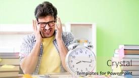  Presentation with university - Presentation theme featuring student-preparing-for-university-exams background and a lemonade colored foreground