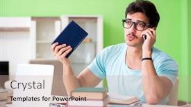  Presentation with university student internship - Slides with student-preparing-for-university-exams background and a coral colored foreground