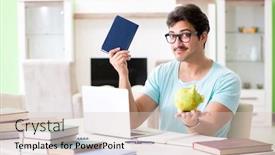  Presentation with university - PPT theme enhanced with student preparing for university exams at home background and a lemonade colored foreground