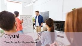  Presentation with team planning - Amazing slides having student presentasion - business startup planning strategy backdrop and a soft green colored foreground