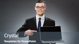  Presentation with laptop - Presentation theme enhanced with student presentasion - man with laptop in business background and a  colored foreground