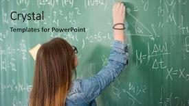  Presentation with student writing - Amazing PPT layouts having student problem - schoolgirl with glasses writing backdrop and a mint green colored foreground