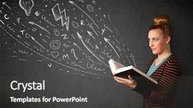  Presentation with kids reading book - Audience pleasing slide deck consisting of student problem - young woman reading a book backdrop and a dark gray colored foreground