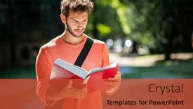  Presentation with college - Slide deck consisting of student-reading-a-book-outdoor background and a red colored foreground