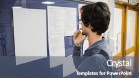  Presentation with college student money - Cool new PPT layouts with student reading notice board backdrop and a ocean colored foreground