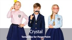  Presentation with school children - Cool new slide set with student role play - school educational concept three joyful backdrop and a navy blue colored foreground