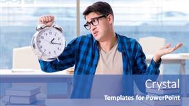  Presentation with time running out - Cool new slides with student-running-out-of-time backdrop and a ocean colored foreground