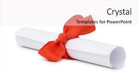  Presentation with diploma - PPT theme enhanced with student s acheivement - diploma with red ribbon isolated background and a white colored foreground