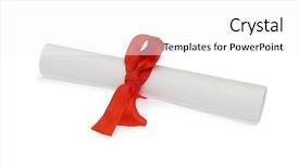  Presentation with diploma - Cool new presentation with student s acheivement - diploma with red ribbon isolated backdrop and a white colored foreground