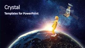  Presentation with satellite - PPT layouts enhanced with student satellite - one day she will go background and a navy blue colored foreground